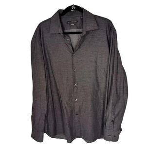 John Varvatos Men's Gray Long Sleeve Button-Up Dress Shirt 17.5"‎